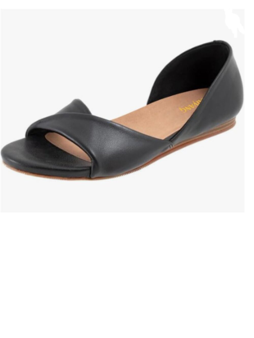 Maiyang Black Open Toe D'Orsay Flat Sandals Slip on Soft Insole Fashion Shoes